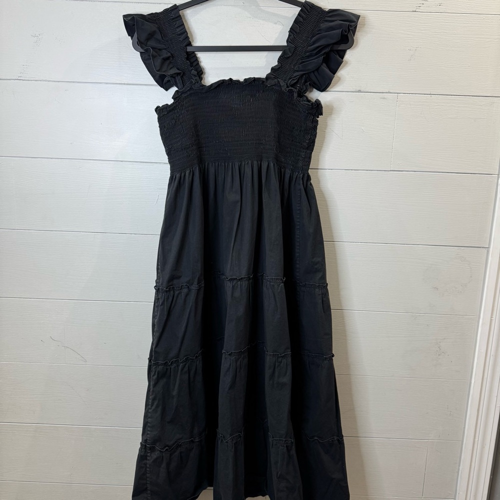 Hill House The Ellie Nap Dress Black Midi Dress with Ruffle Sleeves Size Small - Picture 10 of 14